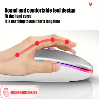 Wireless Mouse Bluetooth and 2.4GHz Dual Modes Rechargeable RGB Ergonomic Silent Click for PC iPad Laptop Cell Phone TV - Image 4