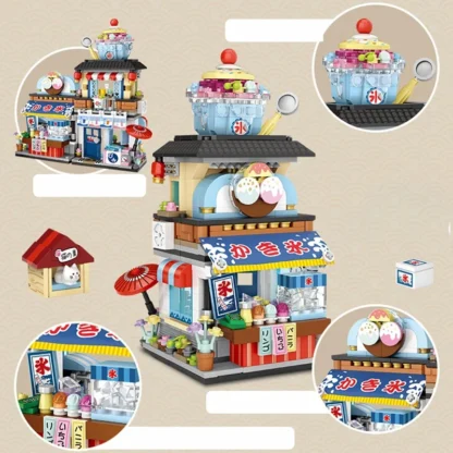 Mini city Street view Architectural landscape model Creative folding blocks toy Takoyaki Shop Coffee shop Christmas gift - Image 21