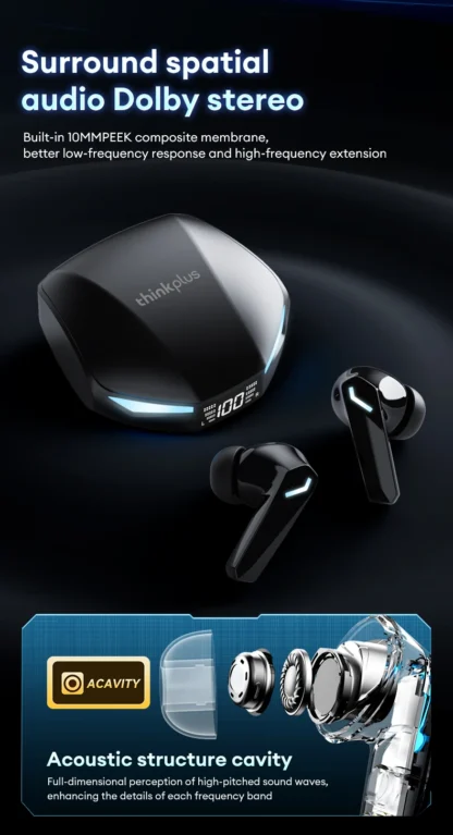 New Lenovo GM2 PRO MAX Wireless Bluetooth 5.4 Earphones LED Digital Display Waterproof Earbuds Noise Cancelling Gaming Headset - Image 12