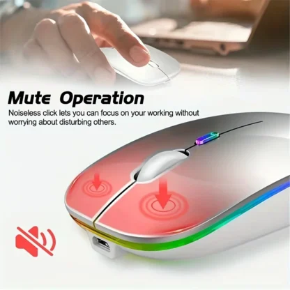 Wireless Mouse Bluetooth and 2.4GHz Dual Modes Rechargeable RGB Ergonomic Silent Click for PC iPad Laptop Cell Phone TV - Image 5