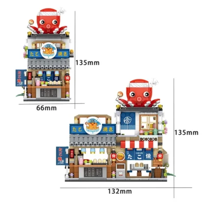 Mini city Street view Architectural landscape model Creative folding blocks toy Takoyaki Shop Coffee shop Christmas gift - Image 20
