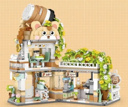 Mini city Street view Architectural landscape model Creative folding blocks toy Takoyaki Shop Coffee shop Christmas gift - Image 38
