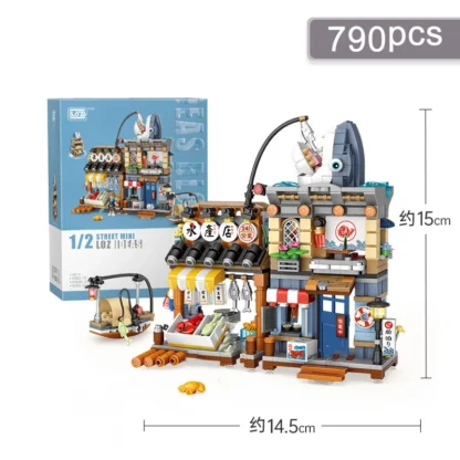 Mini city Street view Architectural landscape model Creative folding blocks toy Takoyaki Shop Coffee shop Christmas gift - Image 25
