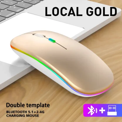 Wireless Mouse Bluetooth and 2.4GHz Dual Modes Rechargeable RGB Ergonomic Silent Click for PC iPad Laptop Cell Phone TV - Image 10
