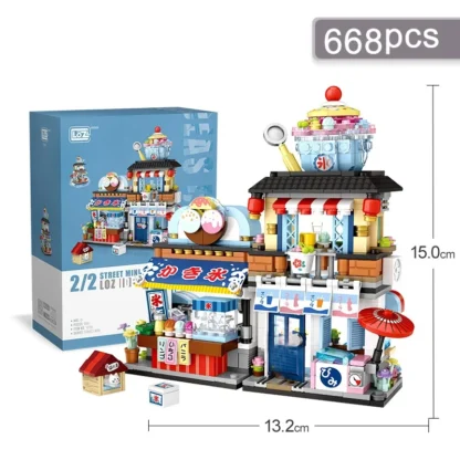 Mini city Street view Architectural landscape model Creative folding blocks toy Takoyaki Shop Coffee shop Christmas gift - Image 22
