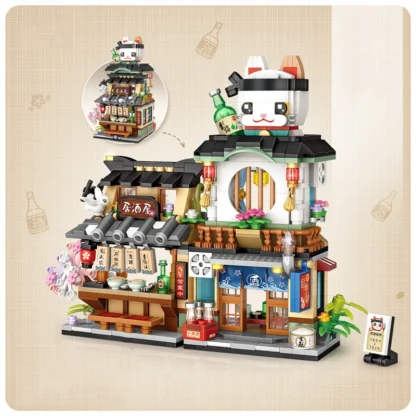 Mini city Street view Architectural landscape model Creative folding blocks toy Takoyaki Shop Coffee shop Christmas gift - Image 11