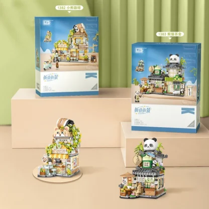 Mini city Street view Architectural landscape model Creative folding blocks toy Takoyaki Shop Coffee shop Christmas gift - Image 40