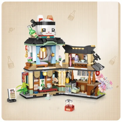 Mini city Street view Architectural landscape model Creative folding blocks toy Takoyaki Shop Coffee shop Christmas gift - Image 26