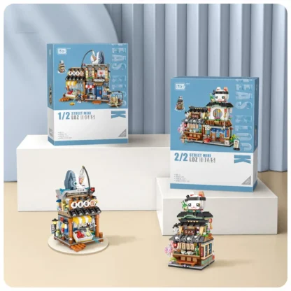 Mini city Street view Architectural landscape model Creative folding blocks toy Takoyaki Shop Coffee shop Christmas gift - Image 28