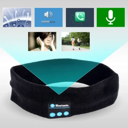 Man & Women Sleeping Headphone Bluetooth-Compatible Wireless Music Sport Headbands Soft Eye Mask Headset with Mic Yoga Hair Bands - Image 11