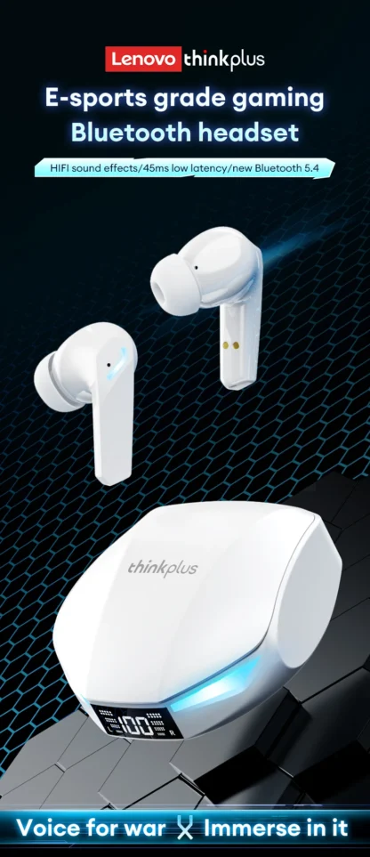 New Lenovo GM2 PRO MAX Wireless Bluetooth 5.4 Earphones LED Digital Display Waterproof Earbuds Noise Cancelling Gaming Headset - Image 9