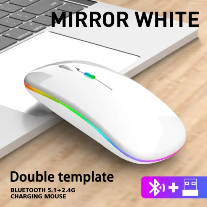 Wireless Mouse Bluetooth and 2.4GHz Dual Modes Rechargeable RGB Ergonomic Silent Click for PC iPad Laptop Cell Phone TV - Image 12
