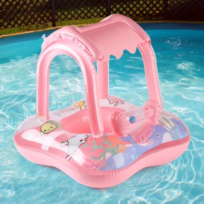 1pc Pool floats with canopy for Kids, Toddler Infant Pool Float for Baby,Swimming Ring Floaties for Pool,Beach Toys for Party - Image 3