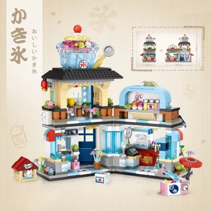 Mini city Street view Architectural landscape model Creative folding blocks toy Takoyaki Shop Coffee shop Christmas gift - Image 12