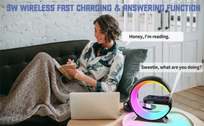 9 inch Wireless Charger Stand Alarm Clock Bluetooth Speaker LED Lamp RGB Night Light For iPhone Samsung Fast Charging Station - Image 20