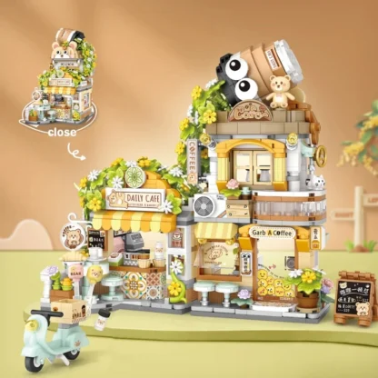 Mini city Street view Architectural landscape model Creative folding blocks toy Takoyaki Shop Coffee shop Christmas gift - Image 4