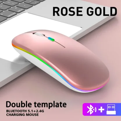 Wireless Mouse Bluetooth and 2.4GHz Dual Modes Rechargeable RGB Ergonomic Silent Click for PC iPad Laptop Cell Phone TV - Image 11