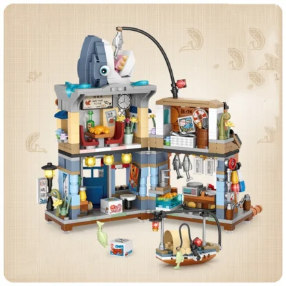 Mini city Street view Architectural landscape model Creative folding blocks toy Takoyaki Shop Coffee shop Christmas gift - Image 23