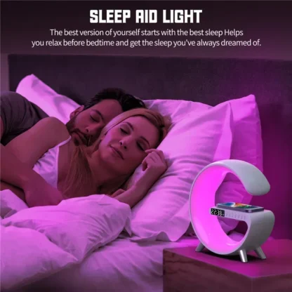 9 inch Wireless Charger Stand Alarm Clock Bluetooth Speaker LED Lamp RGB Night Light For iPhone Samsung Fast Charging Station - Image 19