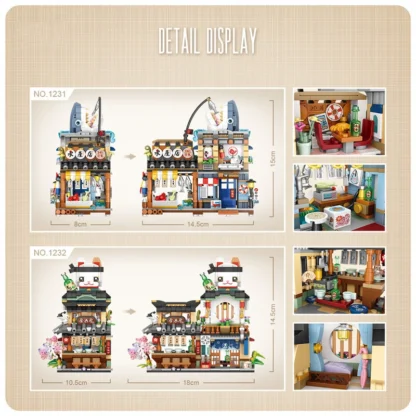 Mini city Street view Architectural landscape model Creative folding blocks toy Takoyaki Shop Coffee shop Christmas gift - Image 27