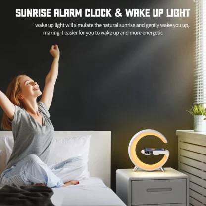 9 inch Wireless Charger Stand Alarm Clock Bluetooth Speaker LED Lamp RGB Night Light For iPhone Samsung Fast Charging Station - Image 5