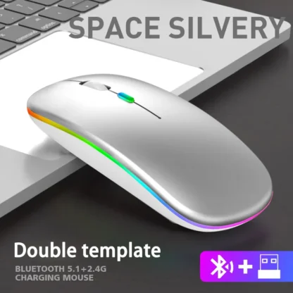Wireless Mouse Bluetooth and 2.4GHz Dual Modes Rechargeable RGB Ergonomic Silent Click for PC iPad Laptop Cell Phone TV - Image 9