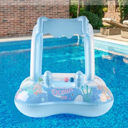 1pc Pool floats with canopy for Kids, Toddler Infant Pool Float for Baby,Swimming Ring Floaties for Pool,Beach Toys for Party - Image 2