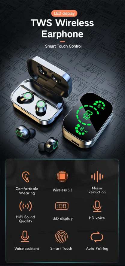 NES TWS Wireless Bluetooth Earphones Sport Stereo Headphones HiFi Music Earbuds With Built-in Microphone HD Call Gaming Headset - Image 8
