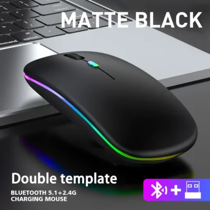 Wireless Mouse Bluetooth and 2.4GHz Dual Modes Rechargeable RGB Ergonomic Silent Click for PC iPad Laptop Cell Phone TV - Image 7