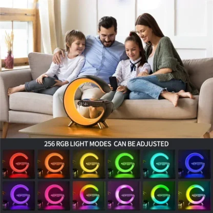 9 inch Wireless Charger Stand Alarm Clock Bluetooth Speaker LED Lamp RGB Night Light For iPhone Samsung Fast Charging Station - Image 12