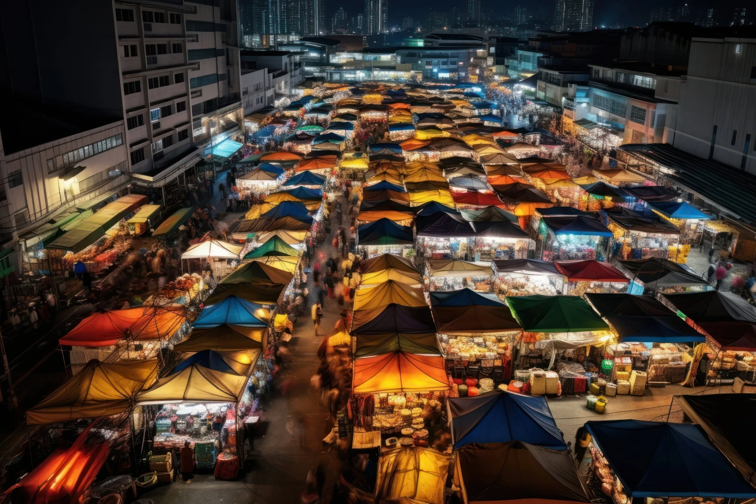 Night market architecture cityscape outdoors.