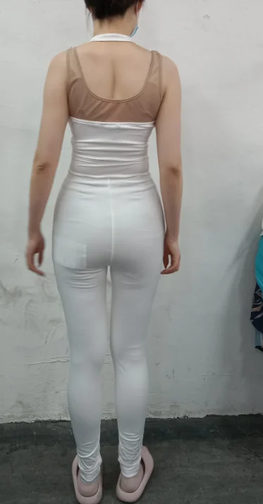 Women's V-Neck Mesh Suspender Jumpsuit – Casual Buckle Detail Romper - Image 6