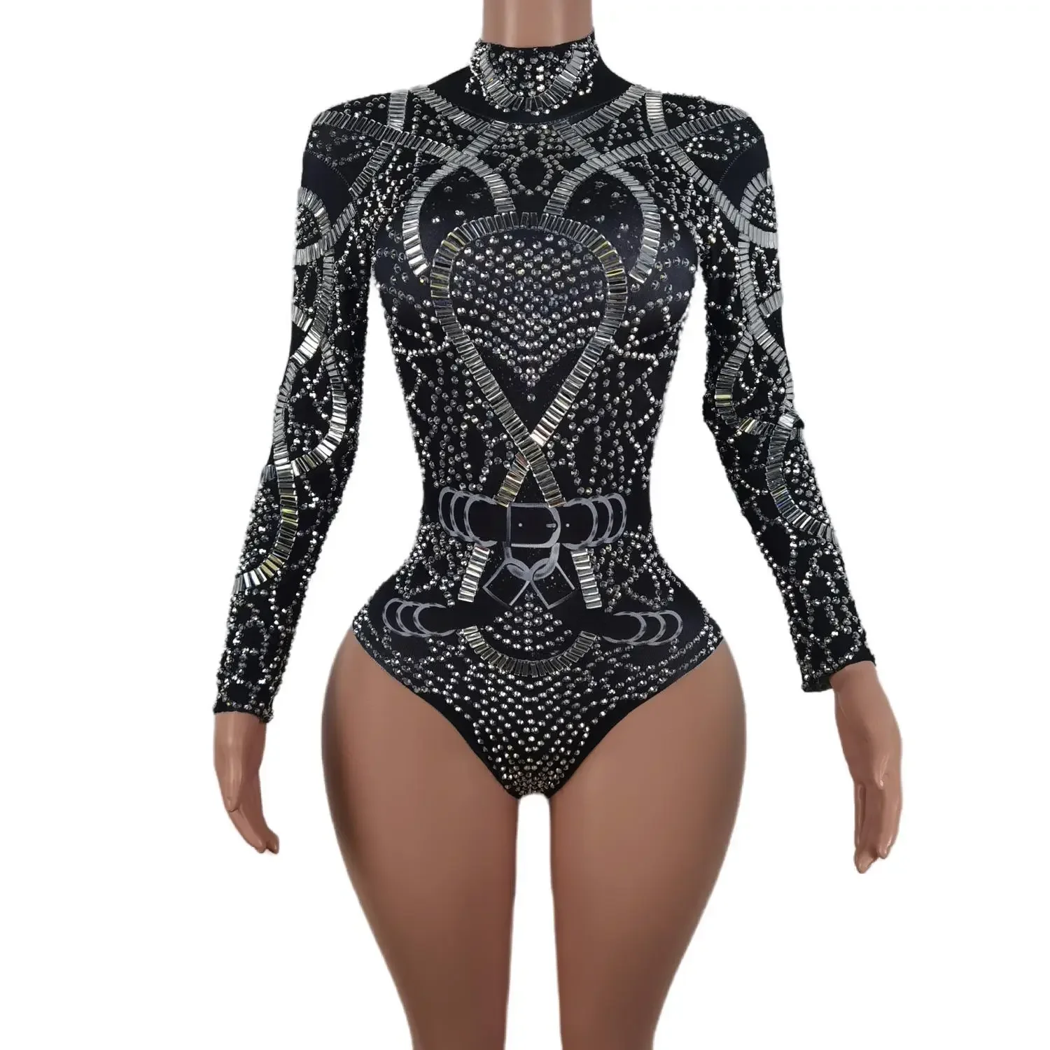Women's Rhinestone Crystal Leotard Bodysuit – Nightclub Dance Costume