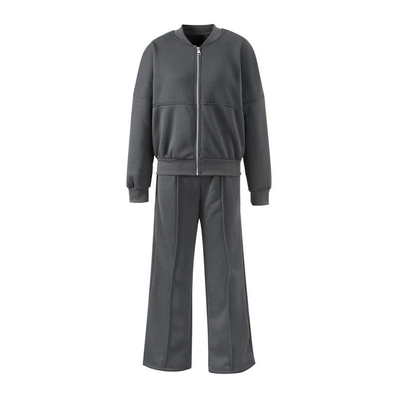 Women's Zip Crew Neck Tracksuit – Loose Jacket & High-Waist Sports Pants - Image 10