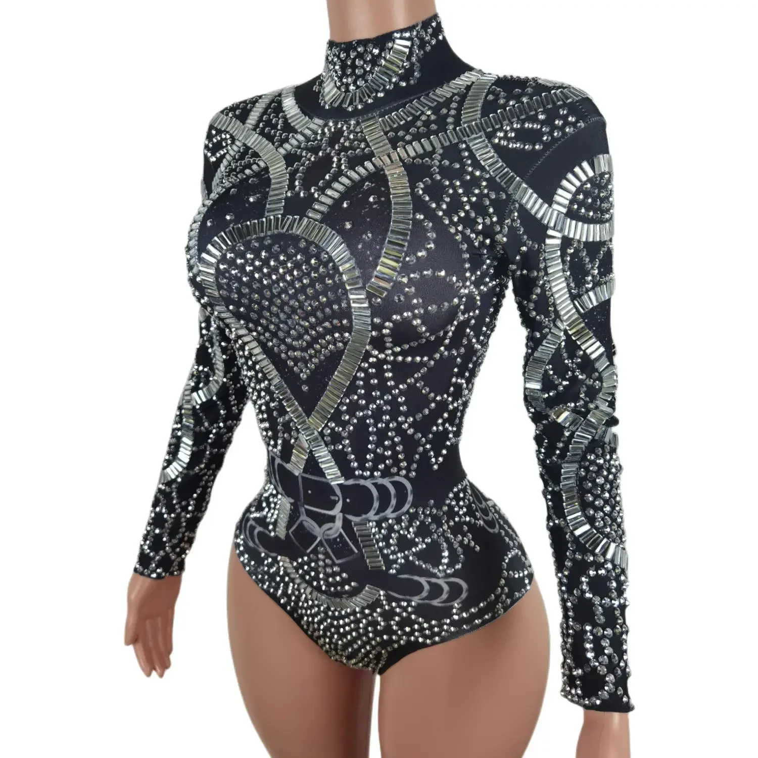 Women's Rhinestone Crystal Leotard Bodysuit – Nightclub Dance Costume - Image 4