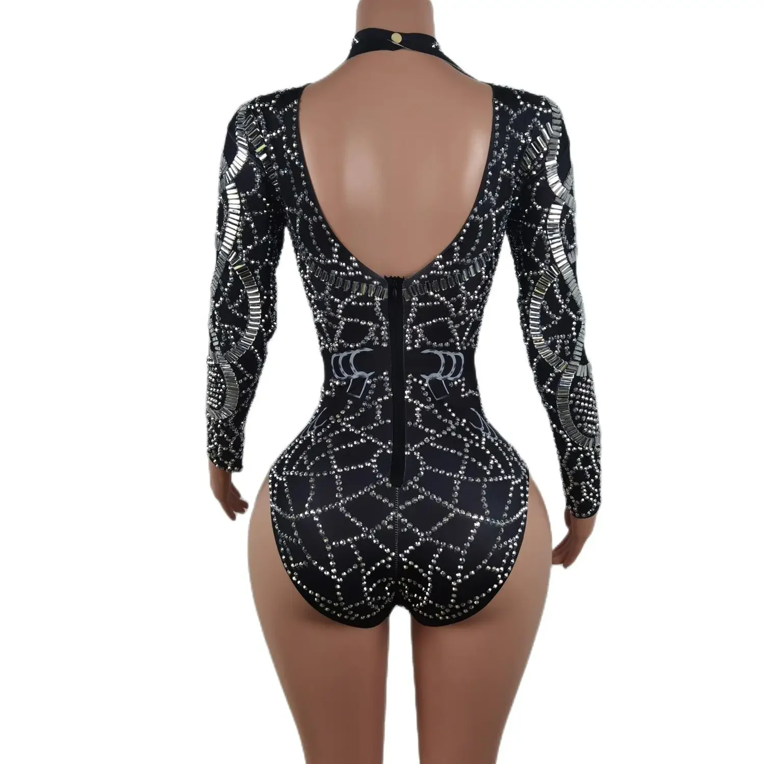 Women's Rhinestone Crystal Leotard Bodysuit – Nightclub Dance Costume - Image 3
