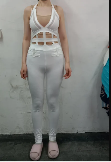 Women's V-Neck Mesh Suspender Jumpsuit – Casual Buckle Detail Romper - Image 5