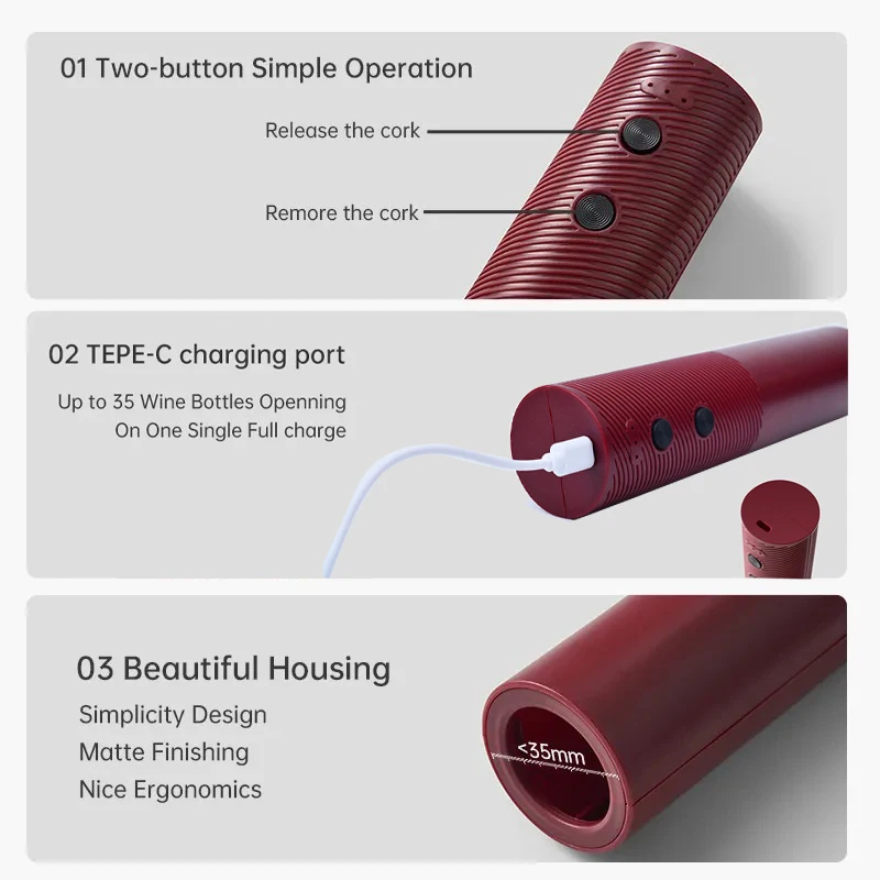 Rechargeable Electric Wine Bottle Opener, One-Touch Automatic Corkscrew - Image 6