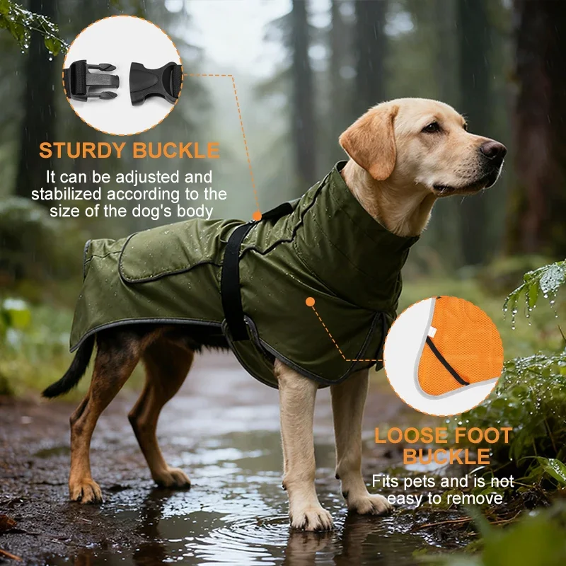 Waterproof Dog Raincoat with Reflective Strip, Hooded Windbreaker Jacket (S to XXL) - Image 3